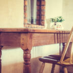 Wooden chair and table decoration interior of house - Vintage Filter